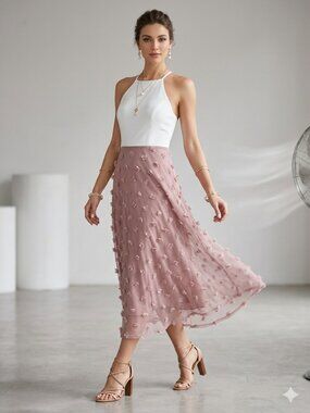 Sunday in Brooklyn Anthropologie 3D Floral Applique Halter Midi Dress NWOT XS